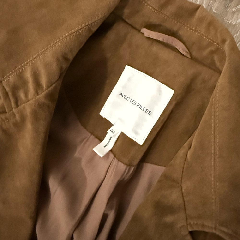 Avec Les Filles Tan Suede Trench Coat - Picture 2 of 4